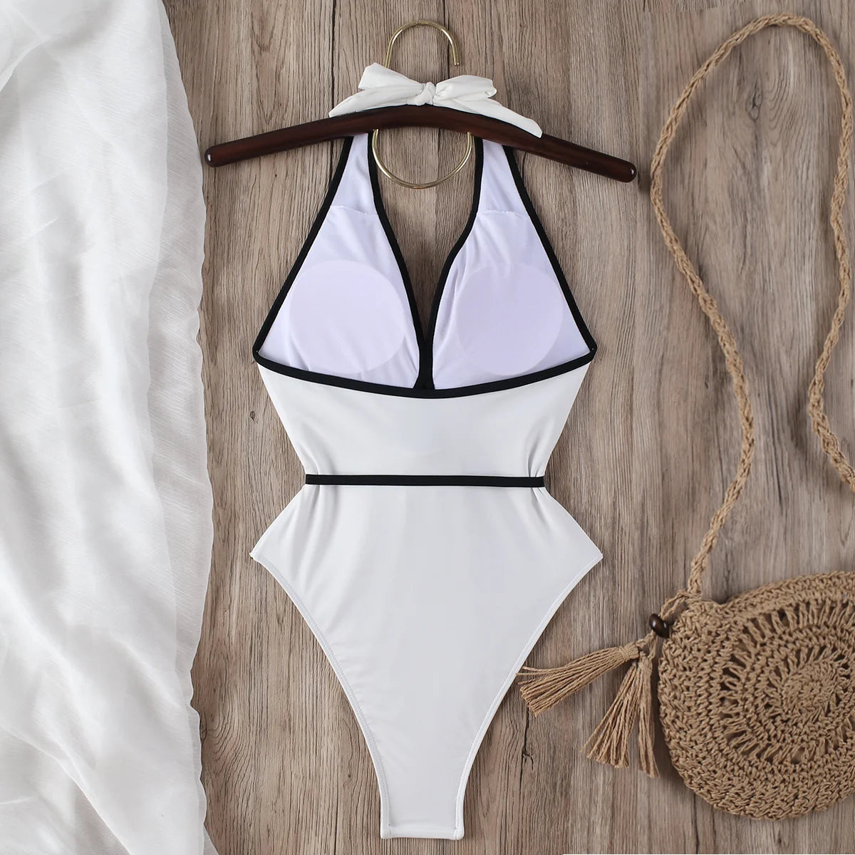 Floral One Piece Swimsuit 2025 New Halter Bandage Swimwear Women Swimsuit Bathing Suit Beachwear Monokini Female Swimming Suits